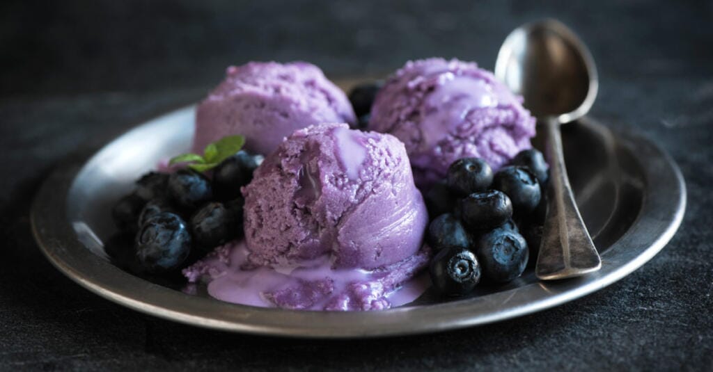 Blueberry Ice Cream Made with Honey