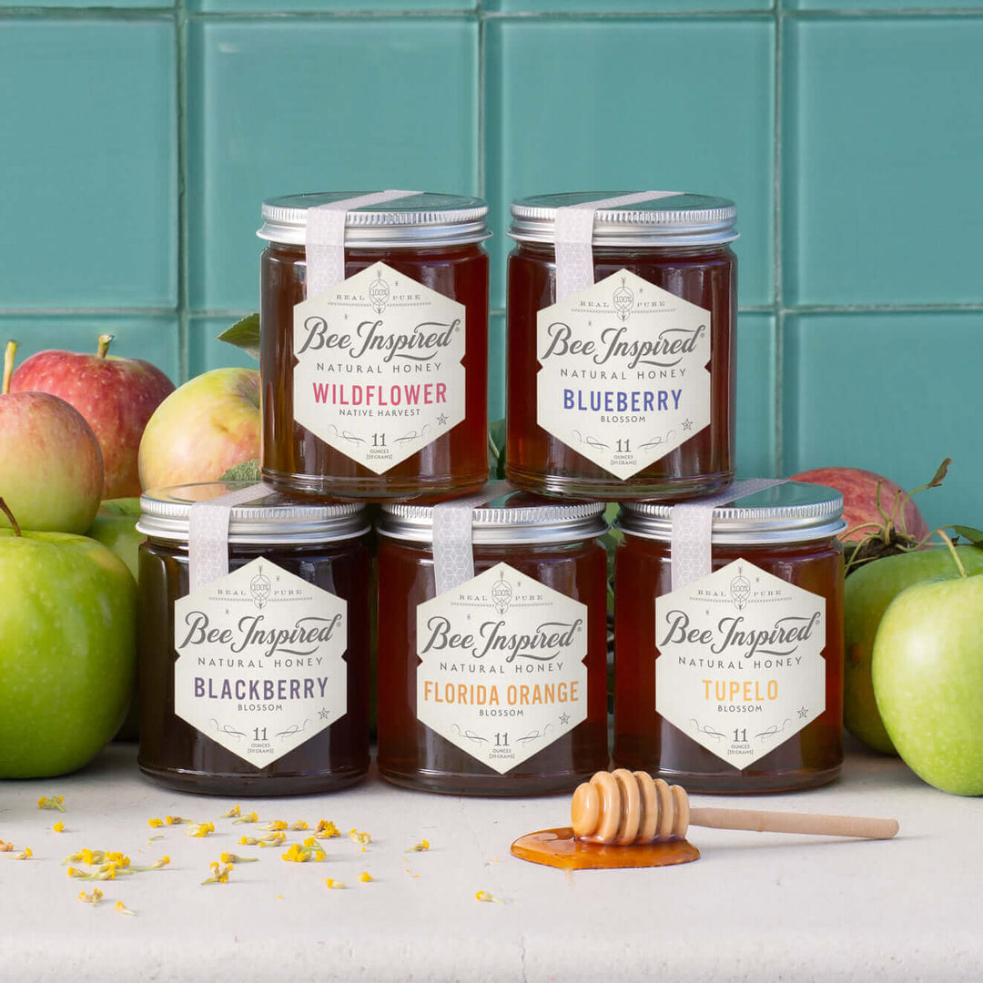 tower of different honey jar varietals
