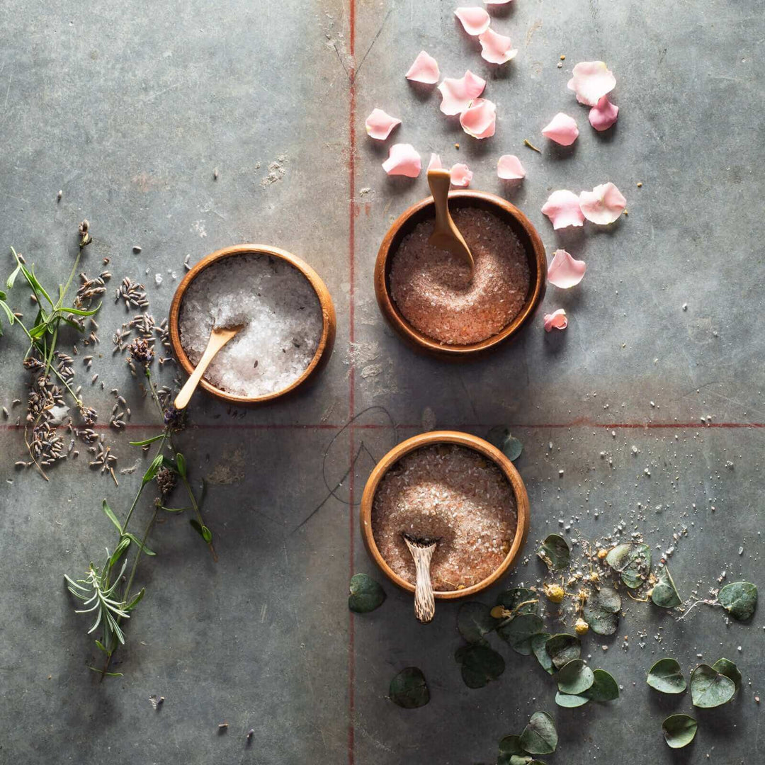 separate bowls of the three bath soaks by Bee Inspired