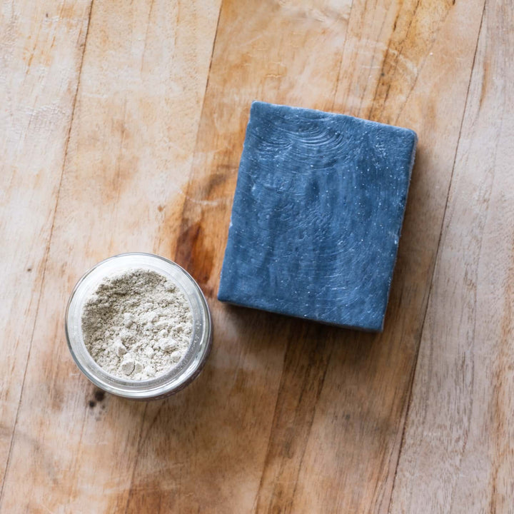 Black clay bar soap with dry mask