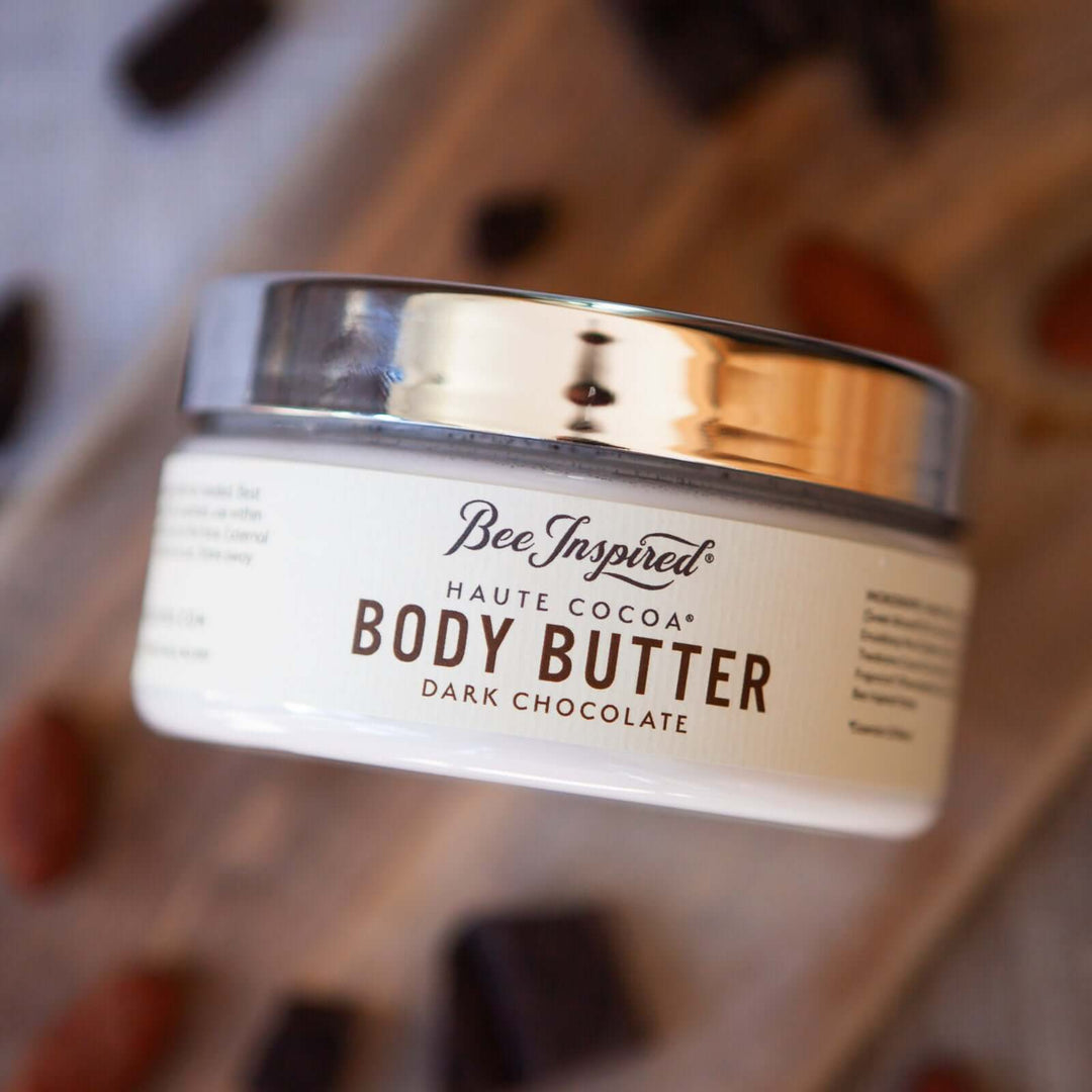 haute cocoa body butter from bee inspired honey retail store in owings mills on cutting board
