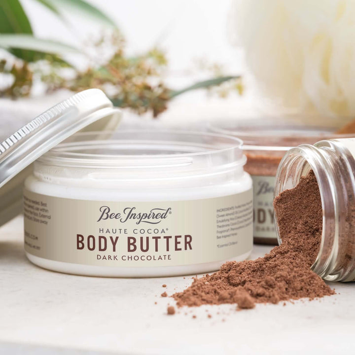 open haute cocoa body butter from bee inspired honey retail store in owings mills next to open body scrub