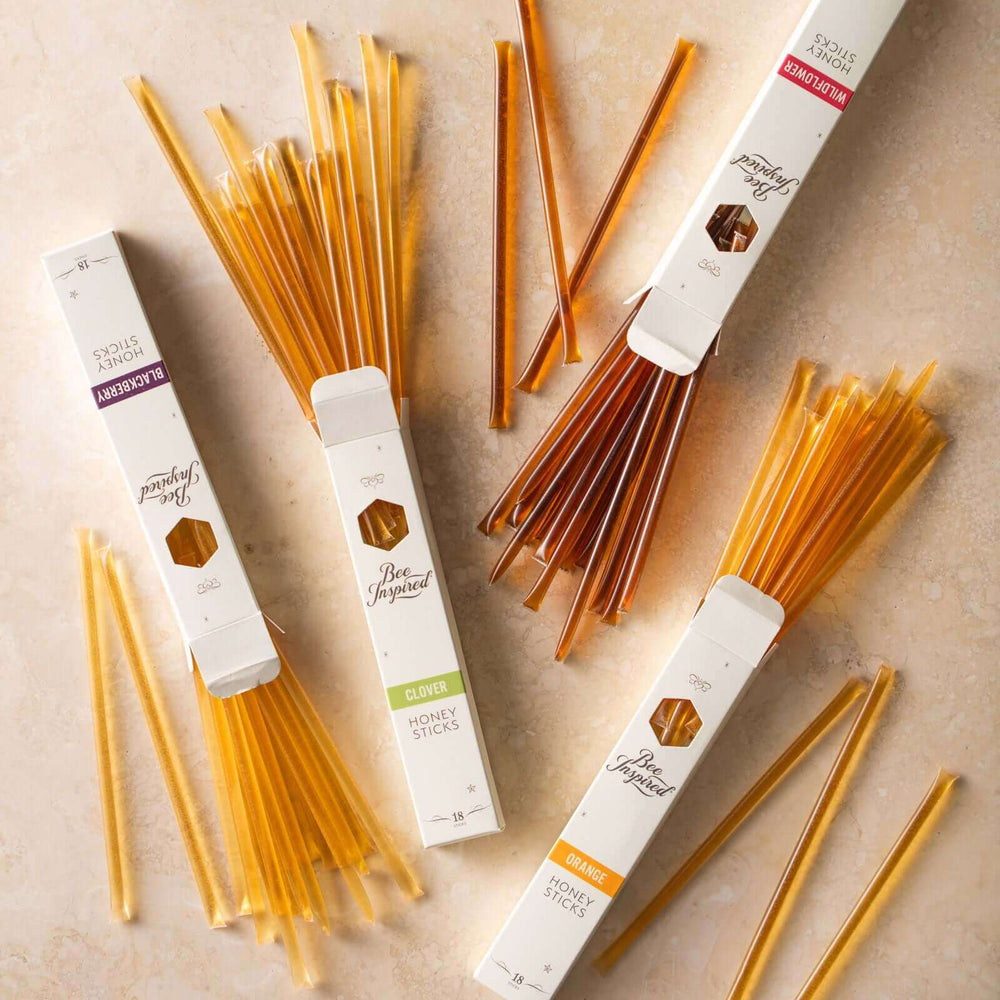 Boxes of varietal honey sticks
