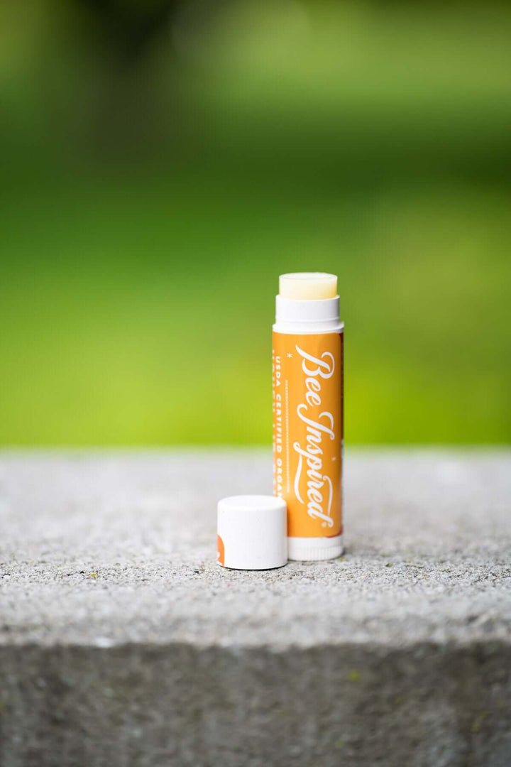 Honey lip balm on a stone
