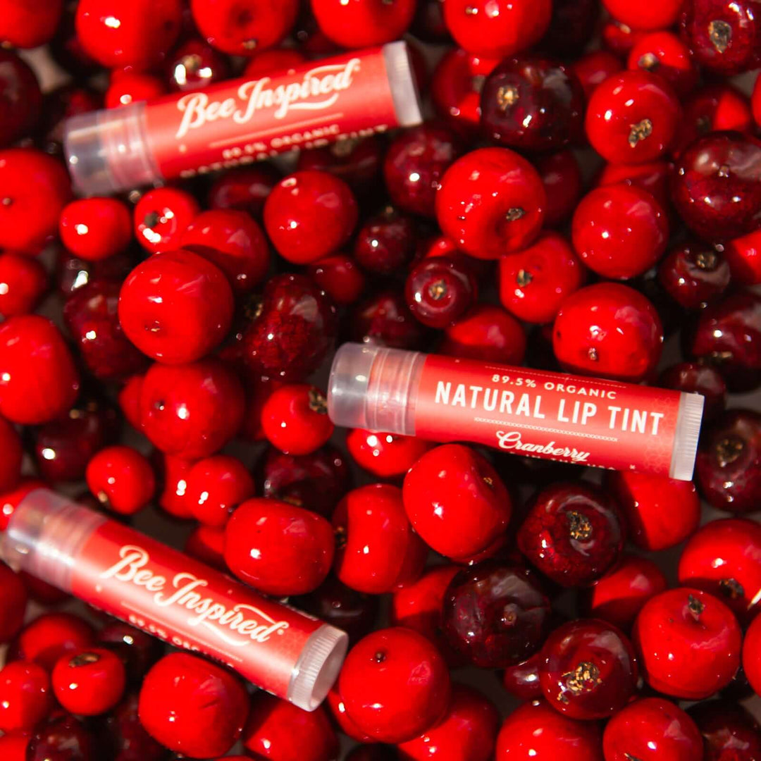 Cranberry lip tints on cranberries