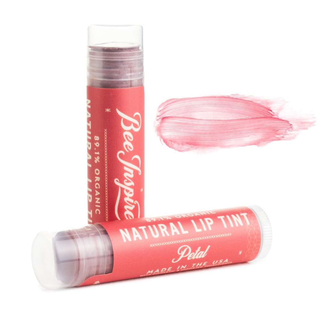 Petal lip tint and color smear on white