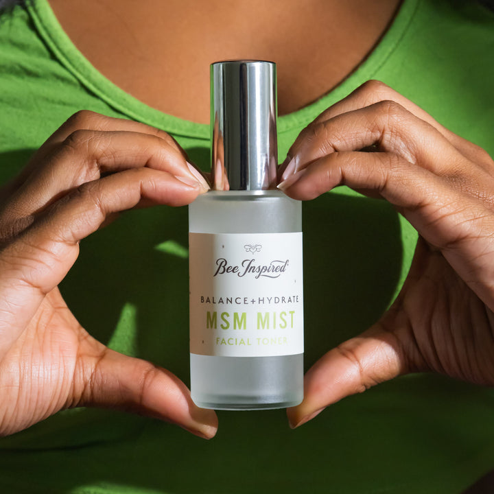 holding MSM Mist between heart-hands