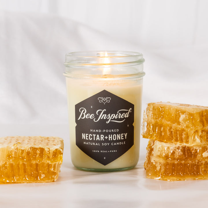 nectar and honey soy candle with honeycomb