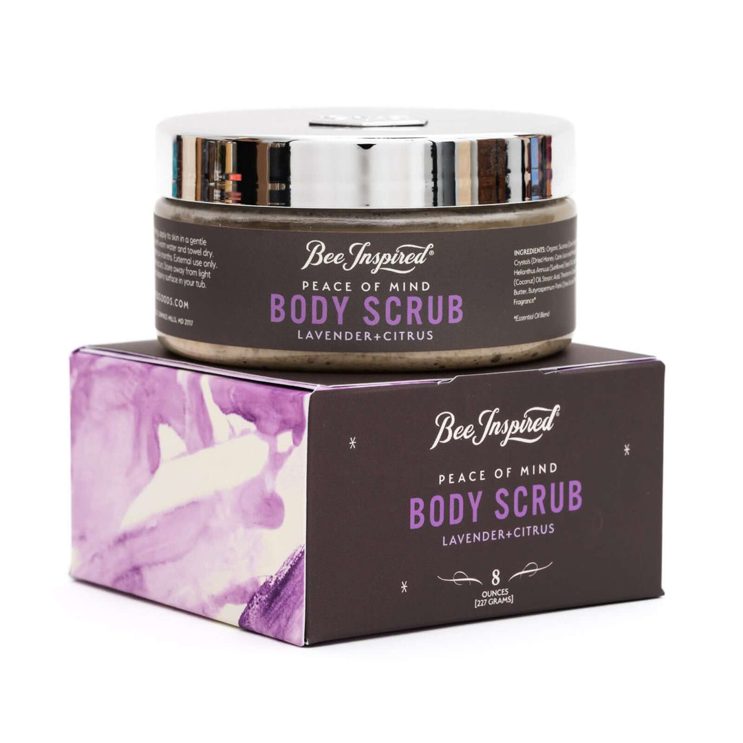 Peace of Mind body scrub on white