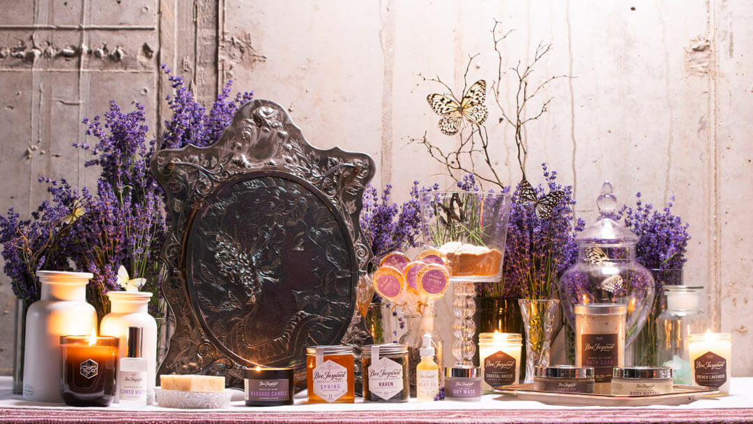 Peace of Mind lavender collection on set