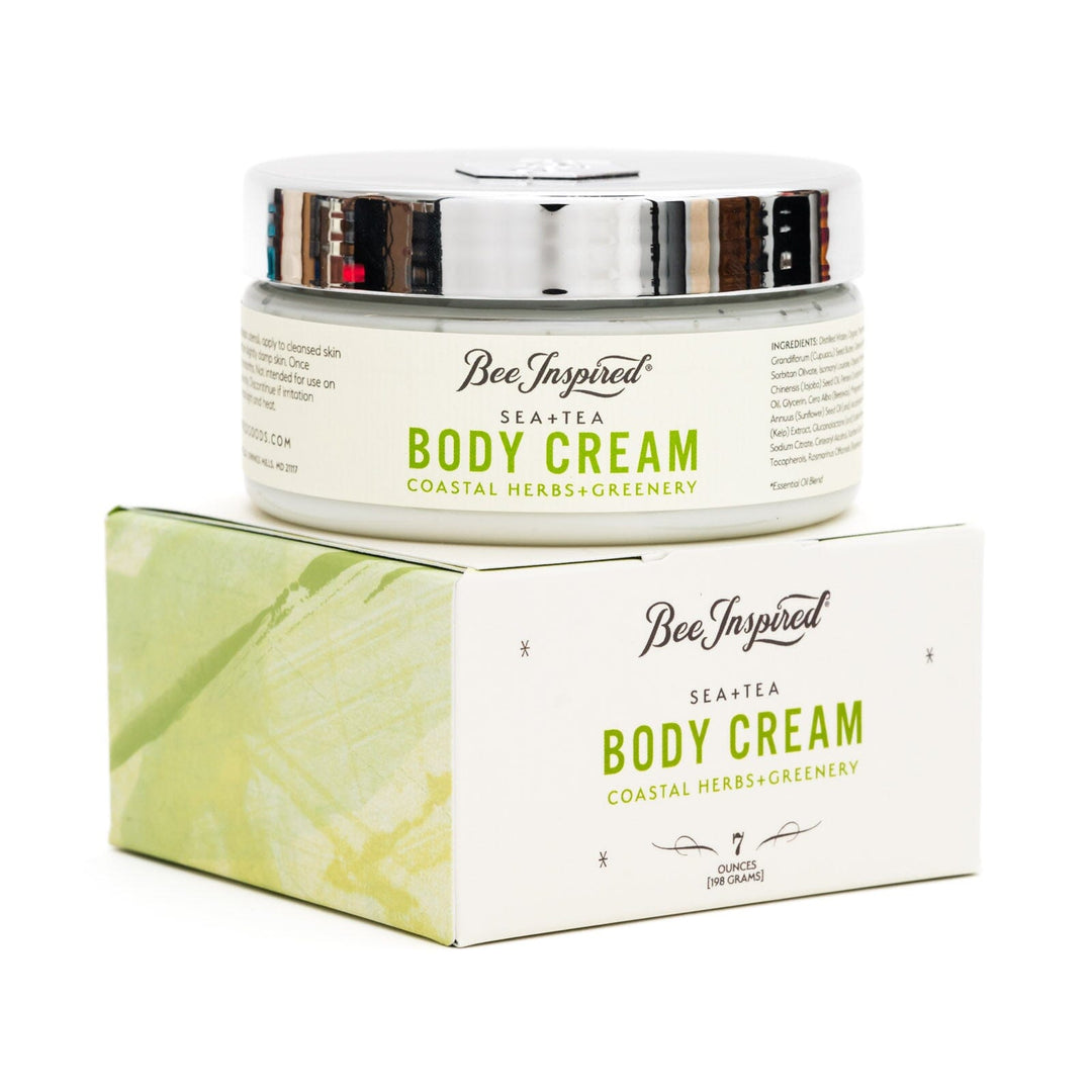 Sea + Tea body cream on packaging