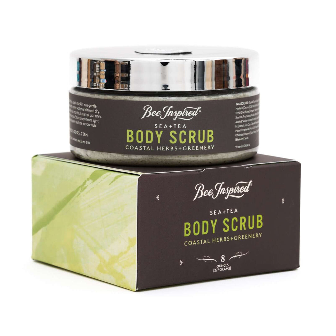 Sea+Tea body scrub on white