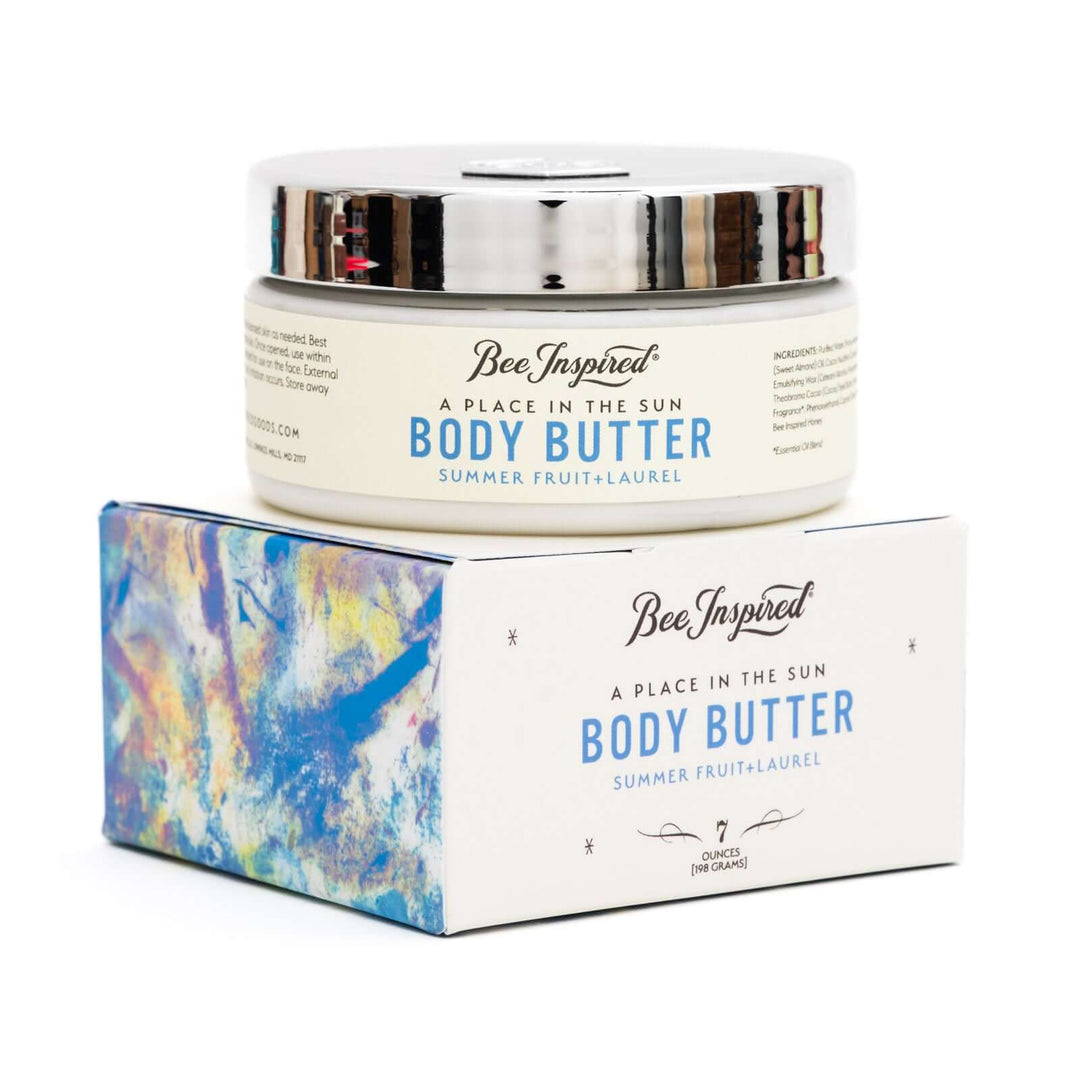 A Place in the Sun body butter and package on white background