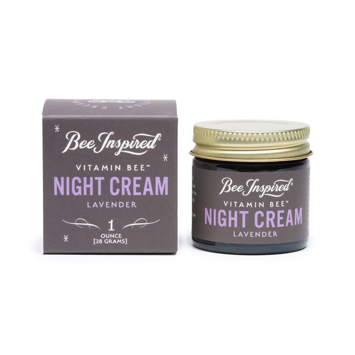 Bee Inspired lavender vitamin bee night cream against white