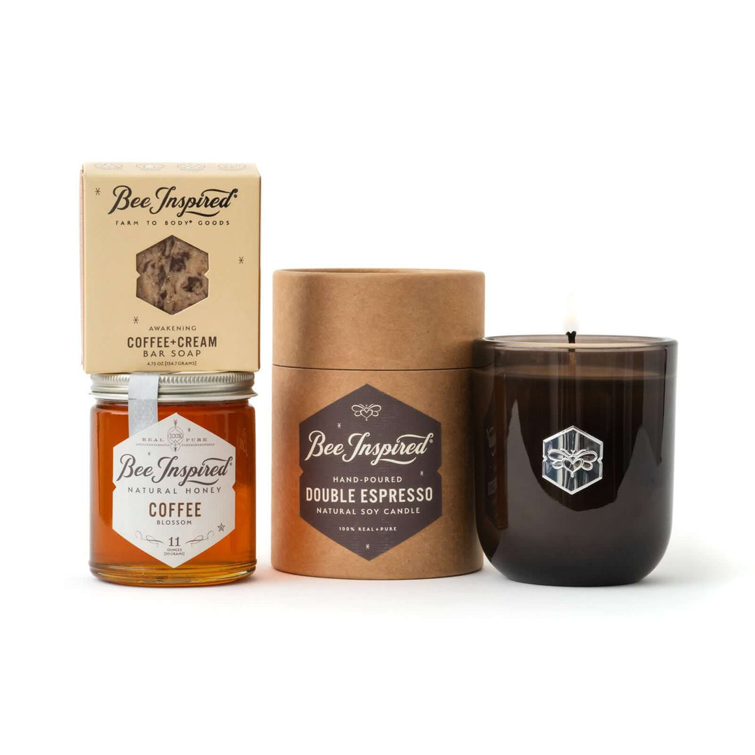 Wake Up Call bundle from bee inspired honey retail store in owings mills against white