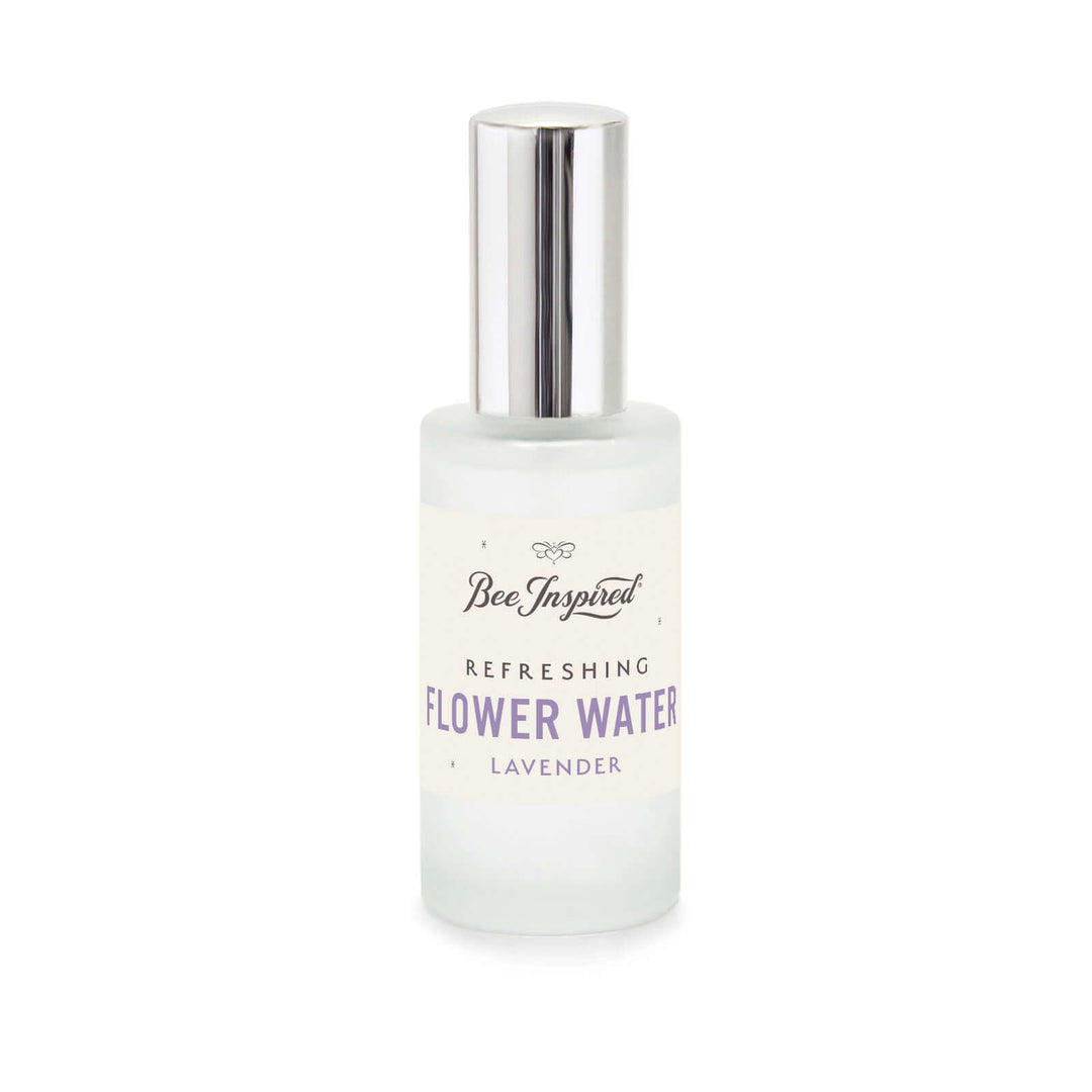 Lavender flower water on white