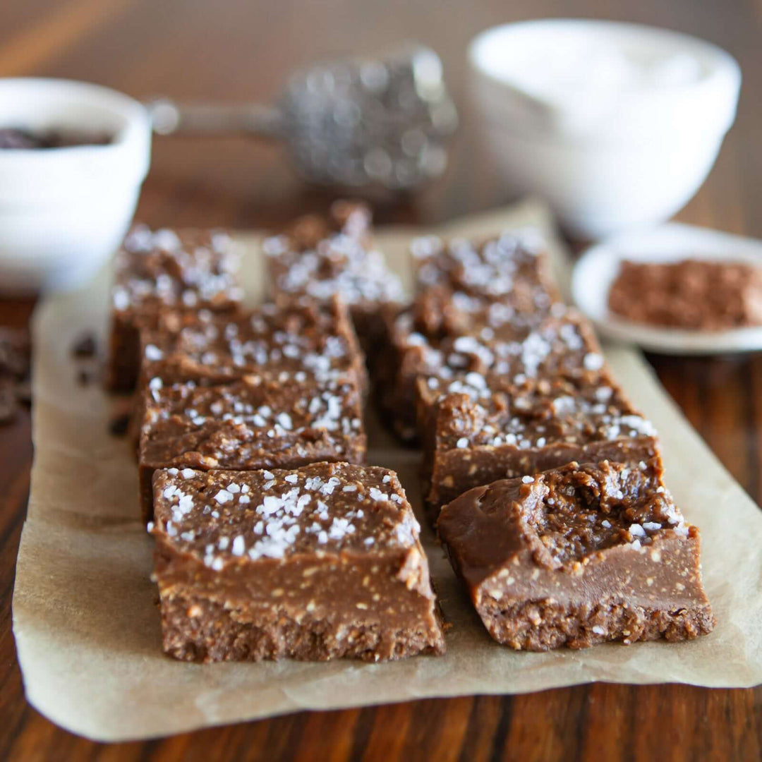 fudge squares topped with sea salt