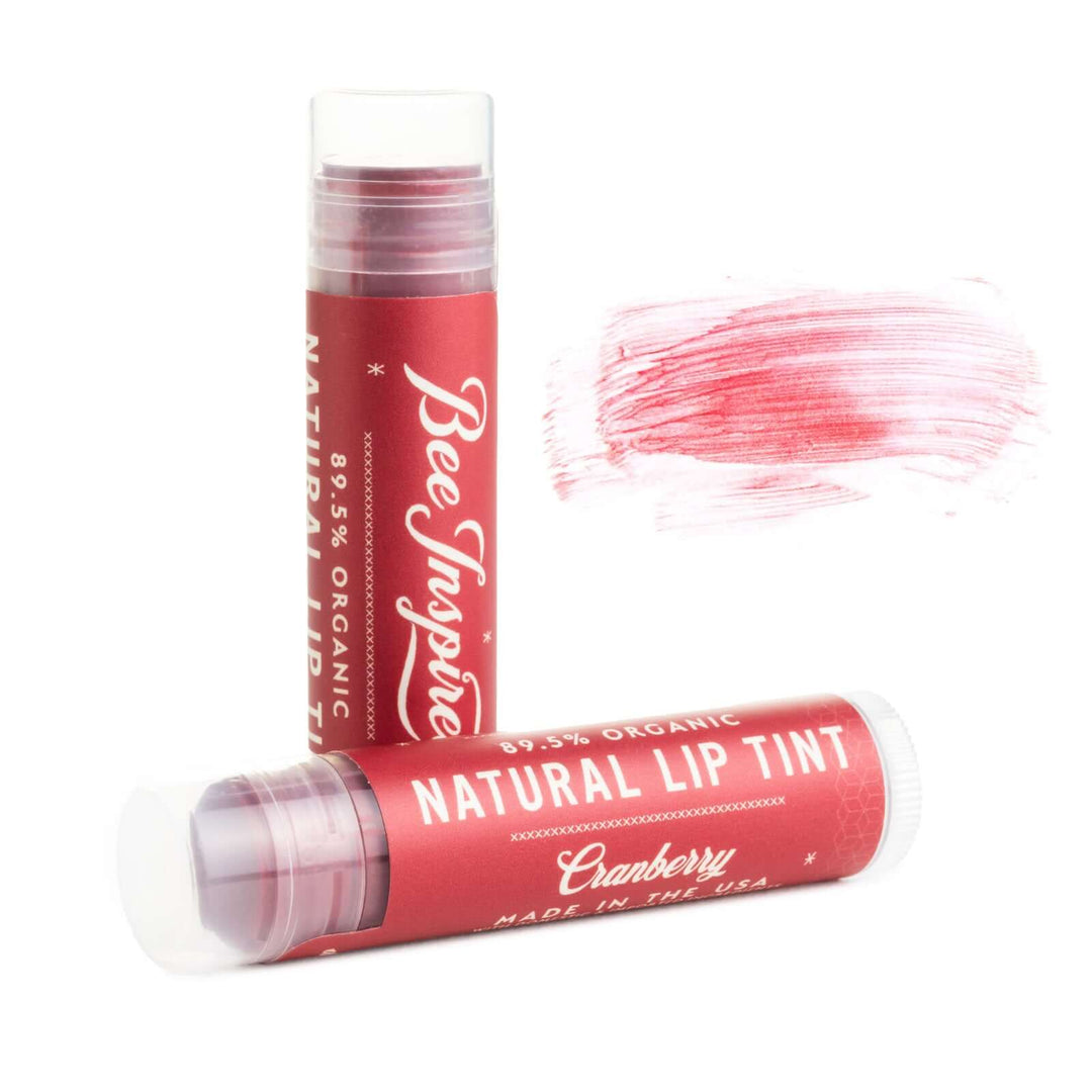 Cranberry lip tint and its color against white