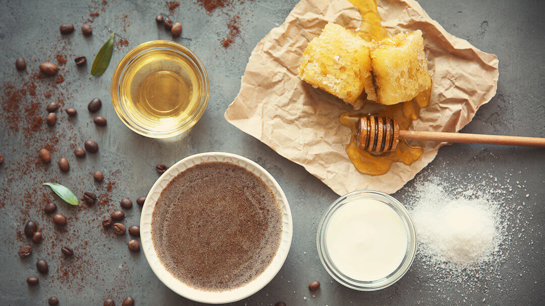 raw ingredients to make honey body scrub