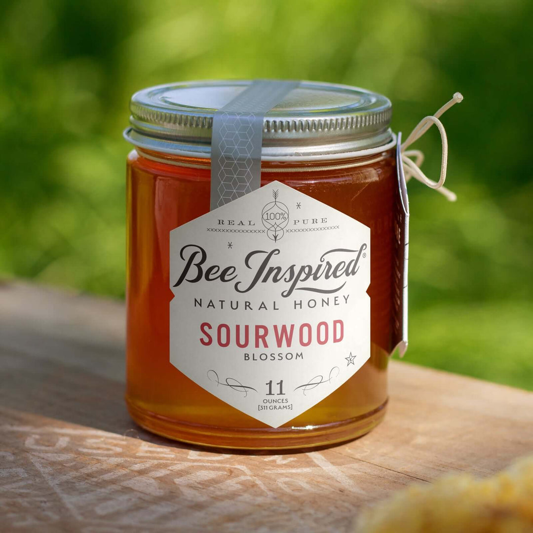 Sourwood honey on wooden outdoor table