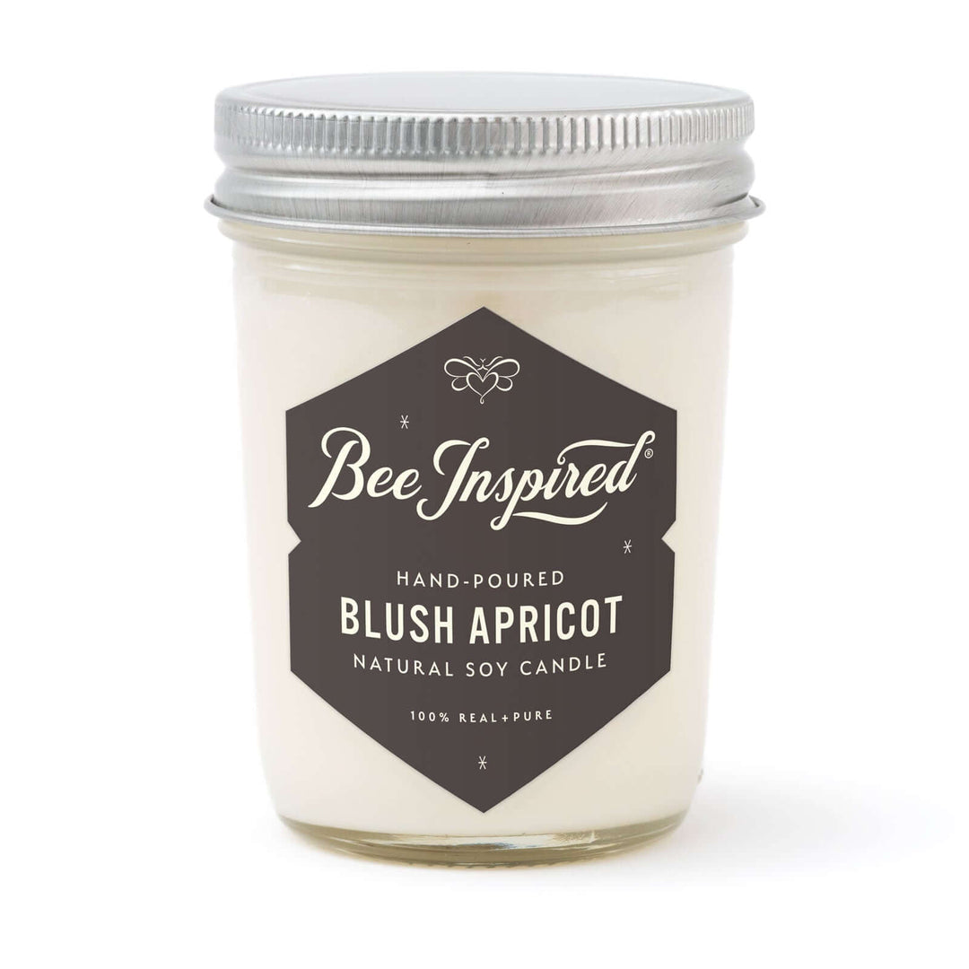 Blush Apricot jelly jar candle on white