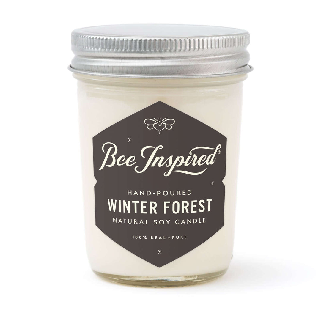 Winter Forest jelly jar candle on white