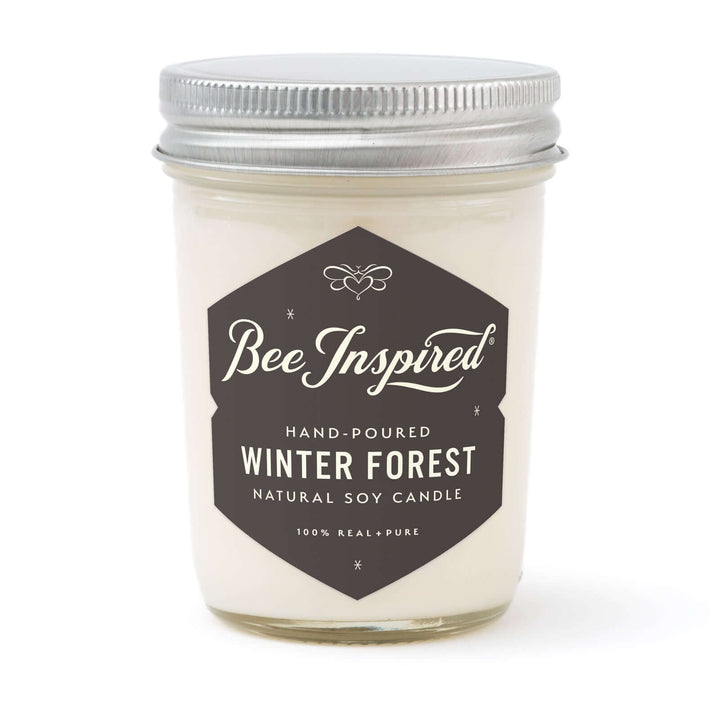 Winter Forest jelly jar candle on white