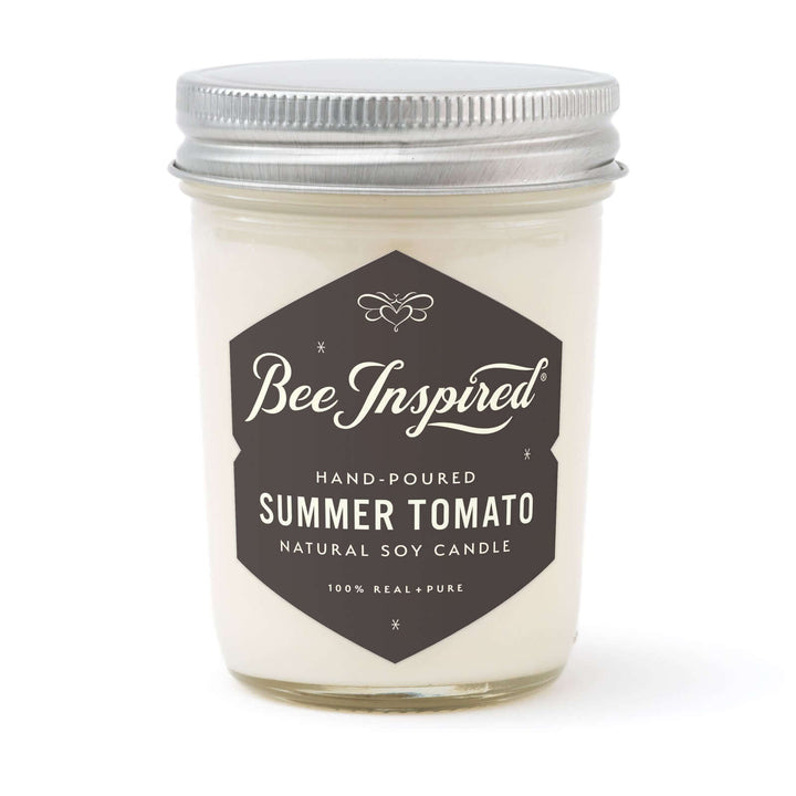 Summer Tomato jelly jar candle on white