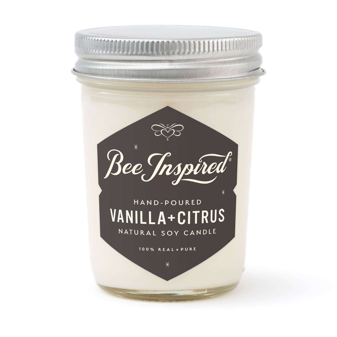 Vanilla Citrus jelly jar candle on white