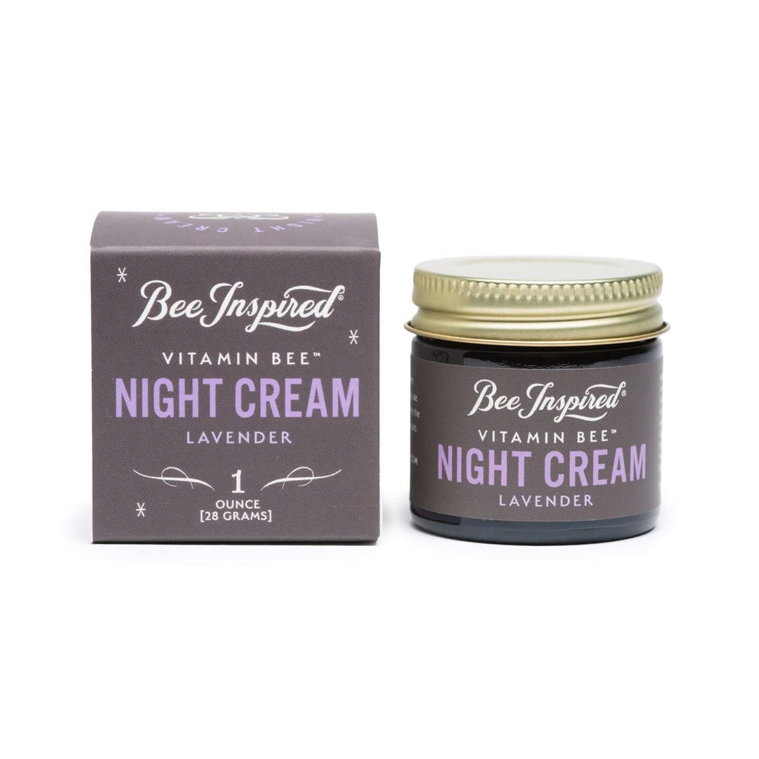 Bee Inspired lavender vitamin bee night cream against white