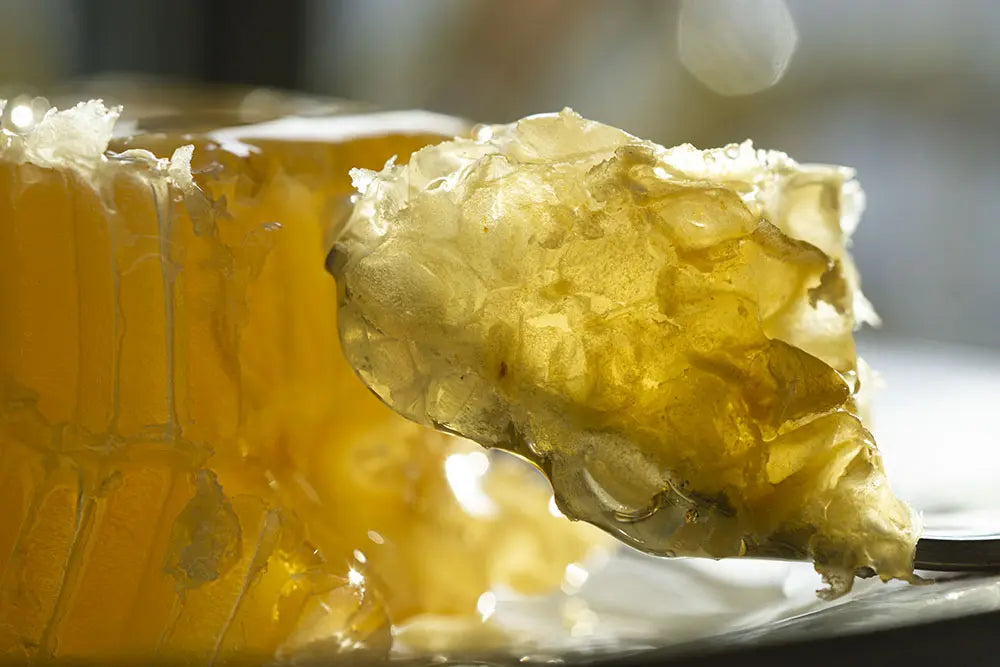 honeycomb on a fork