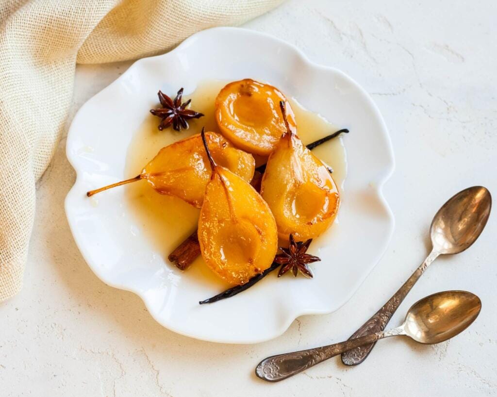 honey poached pears