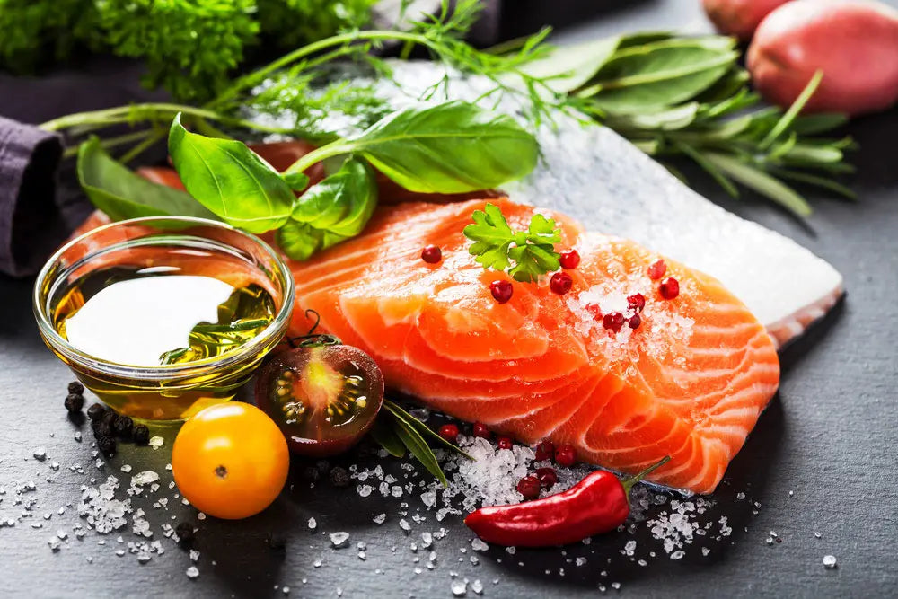 salmon and ingredients for making honey-glazed salmon