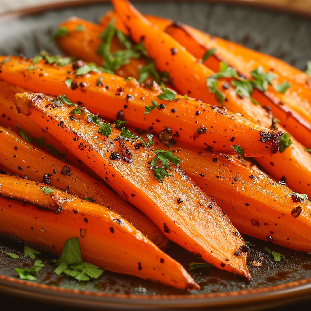 close up of honey glazed carrots