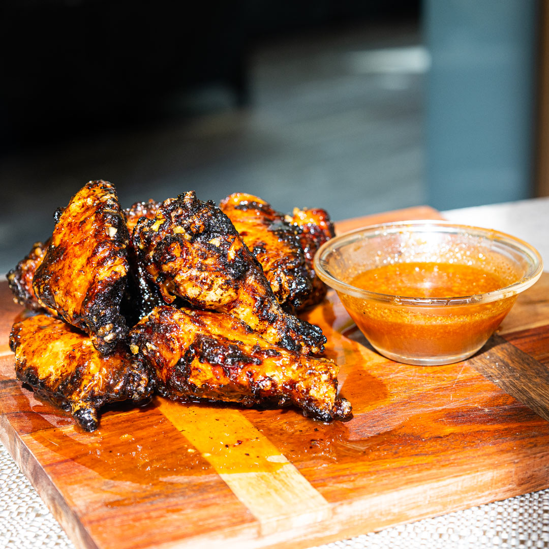 gluten free honey garlic wings with extra honey garlic sauce