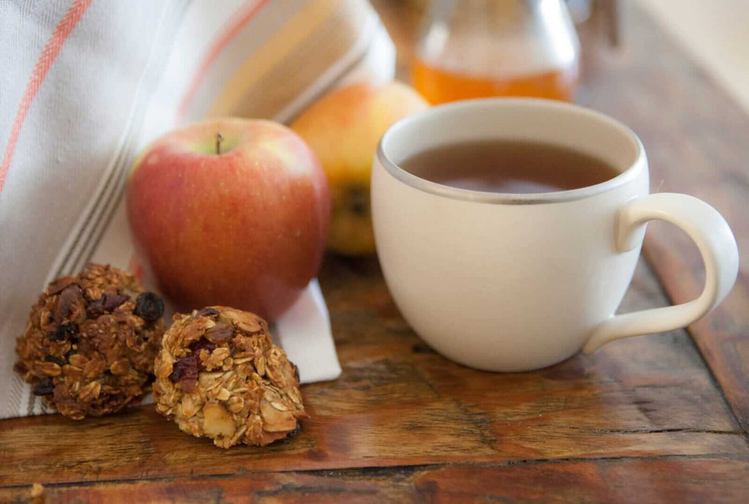 honey cookies and tea on table