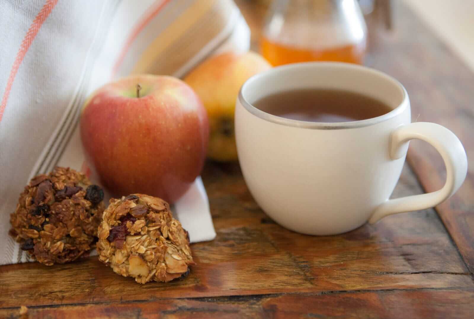 honey cookies and tea on table
