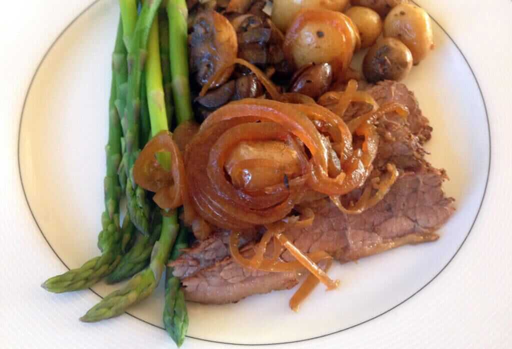 plated slow cooker brisket
