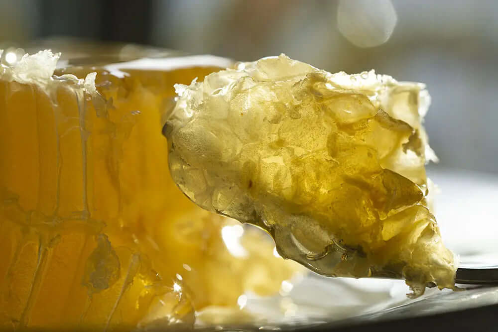 honeycomb on a fork
