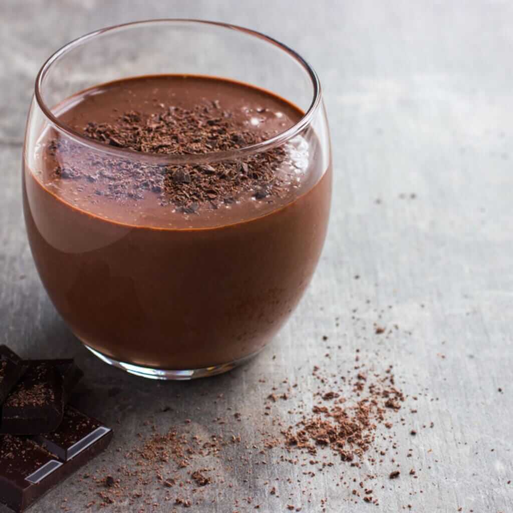 glass of chocolate almond smoothie