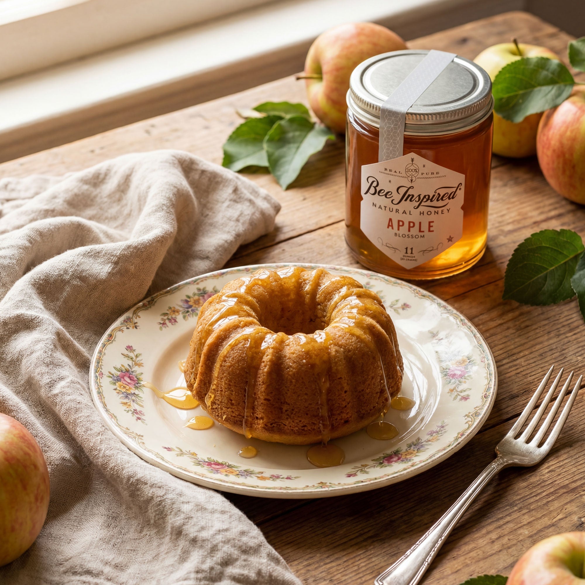 mini apple honey bundt cakes with honey glaze