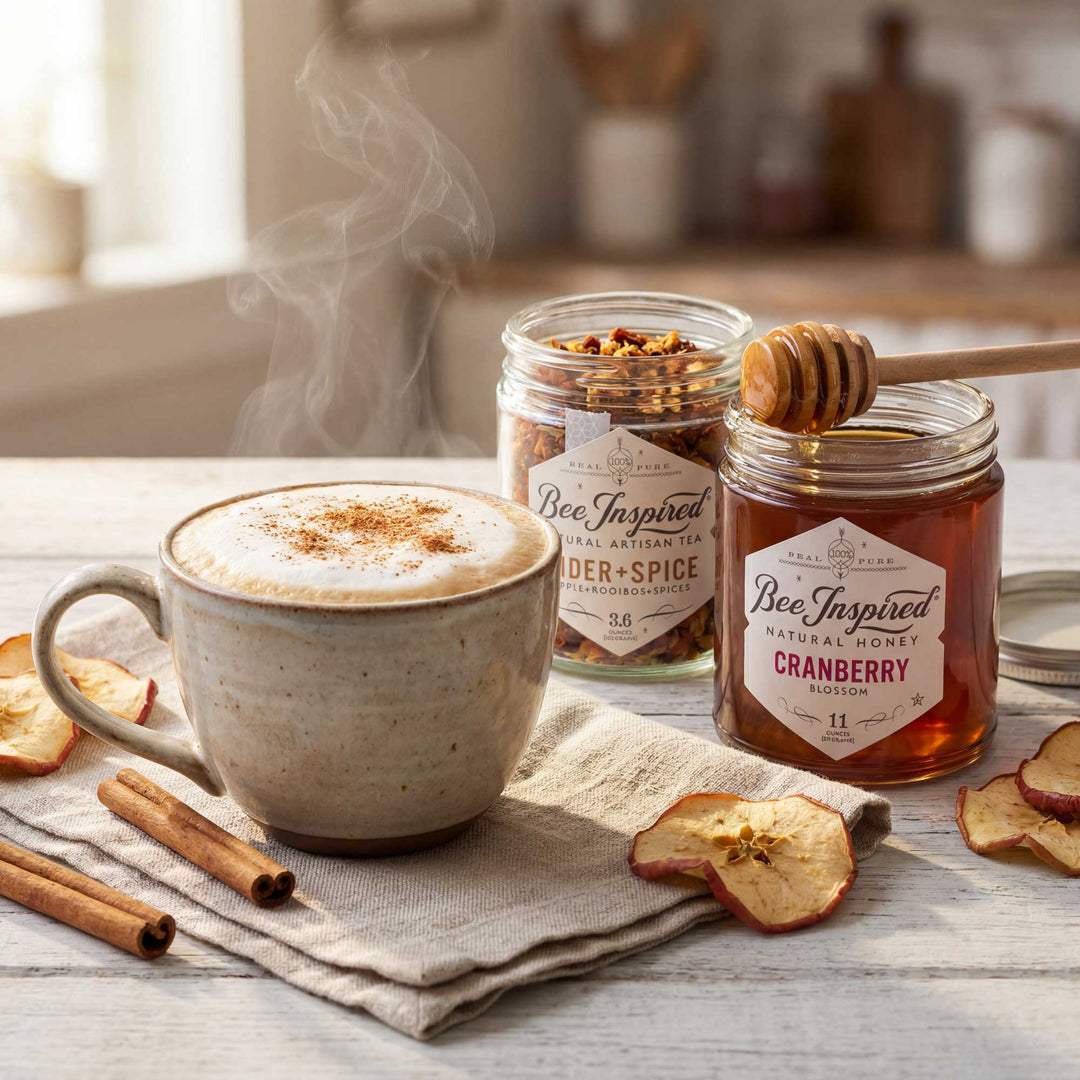 cider+spice latte with cranberry honey