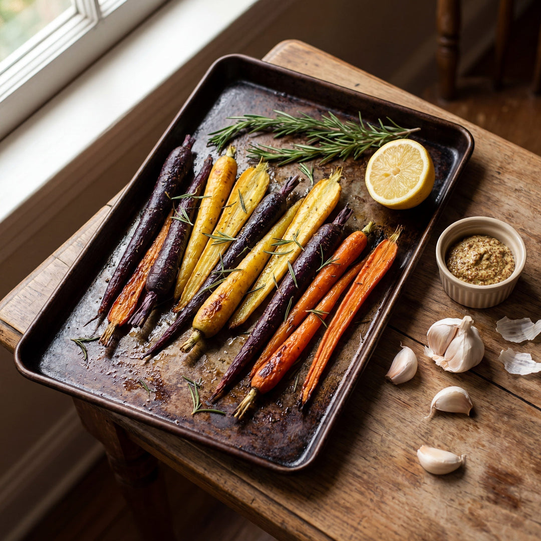 Colorful Honey Mustard Roasted Carrots
