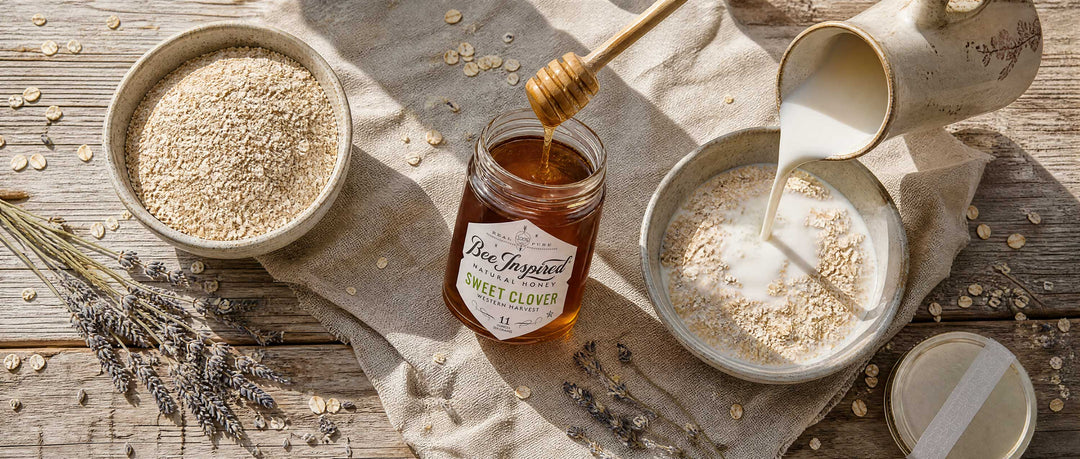 homemade mik and honey face mask ingredients in process
