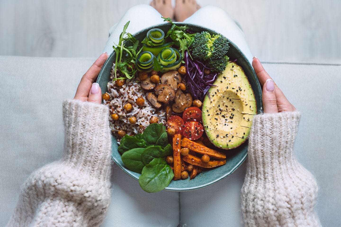 bowl of veggies for National Vegetarian Month 