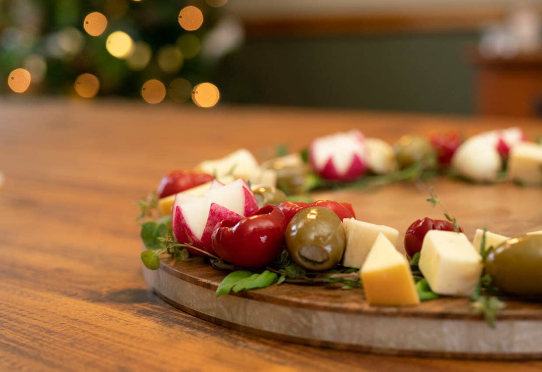 Festive Holiday Wreath Veggie and Cheese Board
