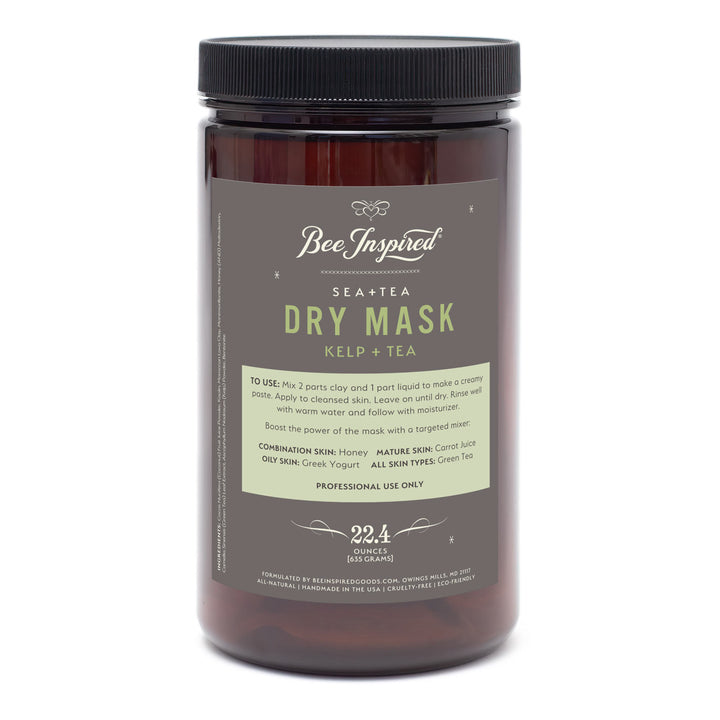 Bee Inspired Sea + Tea Dry Mask container with label on a white background