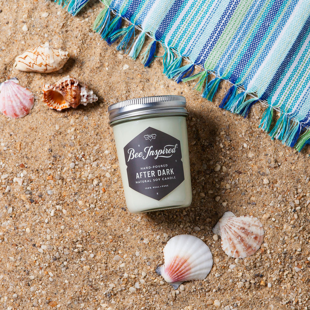 after dark soy candle on the beach
