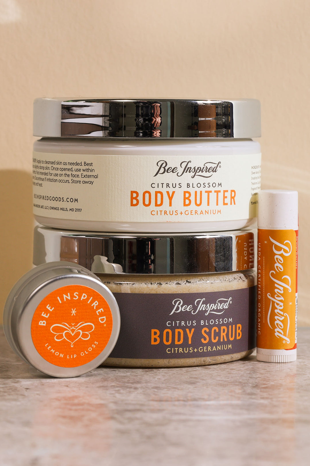 Citrus and Honey body bundle on display