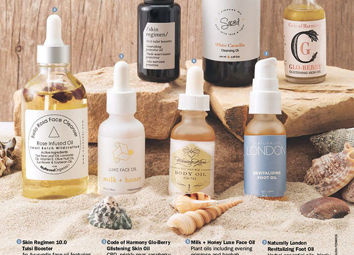 Image of Day Spa article featuring different body and skin oils, including Sea+Tea body oil 